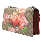 Gucci GG Blooms Dionysus Chain Shoulder Bag Beige Wine Red Suede — view 2