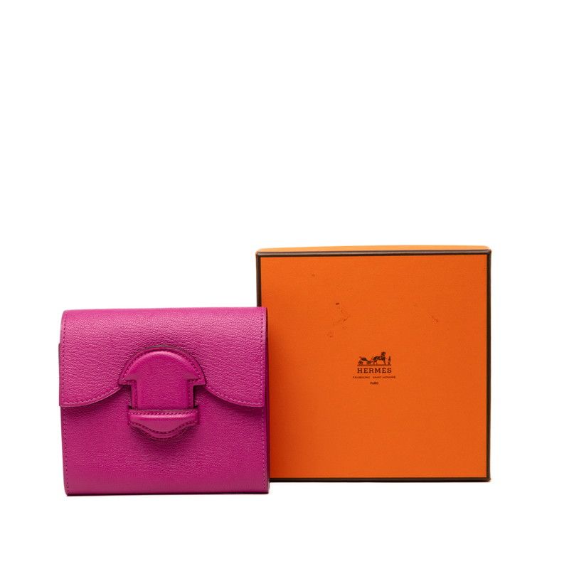Hermes Portfolio Bifold Wallet Pink Purple Chevre — view 7