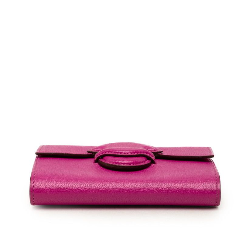 Hermes Portfolio Bifold Wallet Pink Purple Chevre — view 3