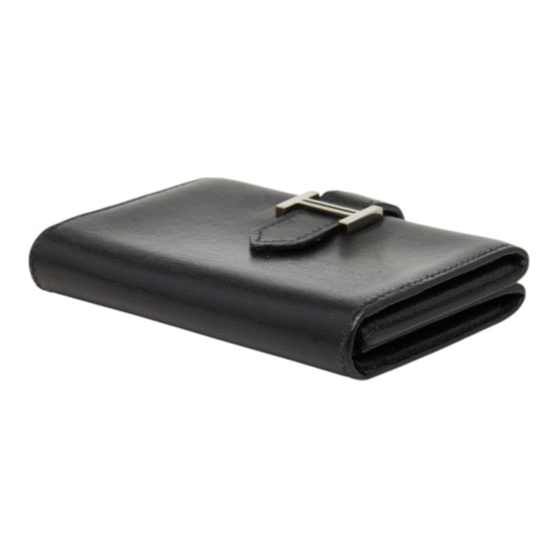 Hermes Bearn Mini Card Case Business Black Silver Box Calf — view 5