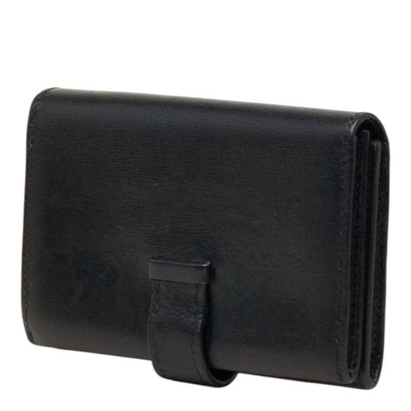 Hermes Bearn Mini Card Case Business Black Silver Box Calf — view 2