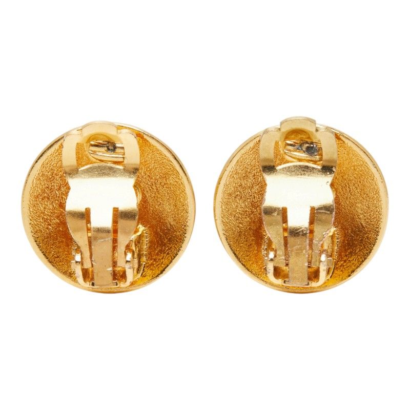 Chanel CC Logo Crown Motif Vintage Earrings 96A Gold Plated — view 2