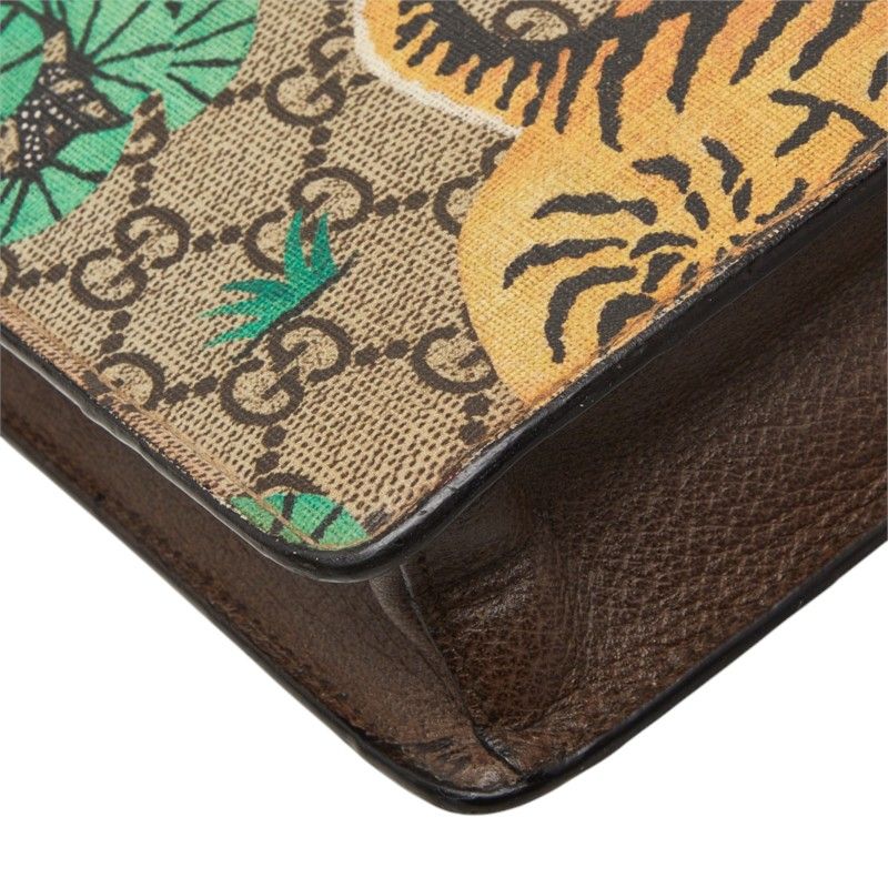 Gucci GG Supreme Bengal Tiger Clutch 2-Way Shoulder Bag Beige Multicolor Leather — view 7