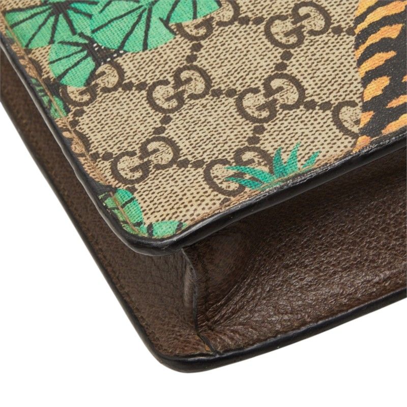 Gucci GG Supreme Bengal Tiger Clutch 2-Way Shoulder Bag Beige Multicolor Leather — view 5