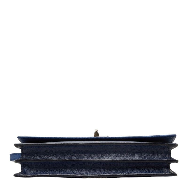 Prada Saffiano Crossbody Shoulder Bag Navy Blue Leather — view 3