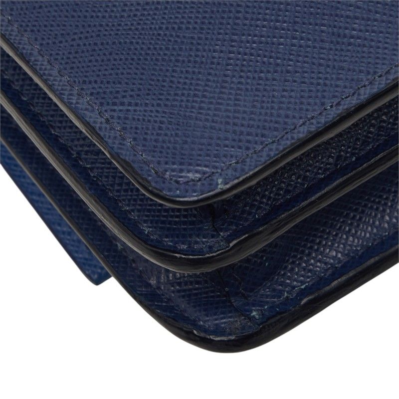 Prada Saffiano Crossbody Shoulder Bag Navy Blue Leather — view 7