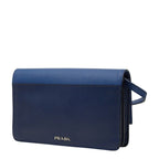 Prada Saffiano Crossbody Shoulder Bag Navy Blue Leather — view 2