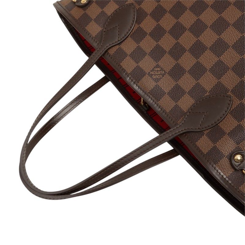 Louis Vuitton Damier Neverfull PM Tote Bag Brown Leather — view 8