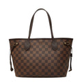 Louis Vuitton Damier Neverfull PM Tote Bag Brown Leather