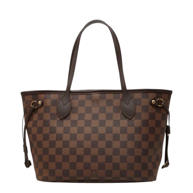 Louis Vuitton Damier Neverfull PM Tote Bag Brown Leather
