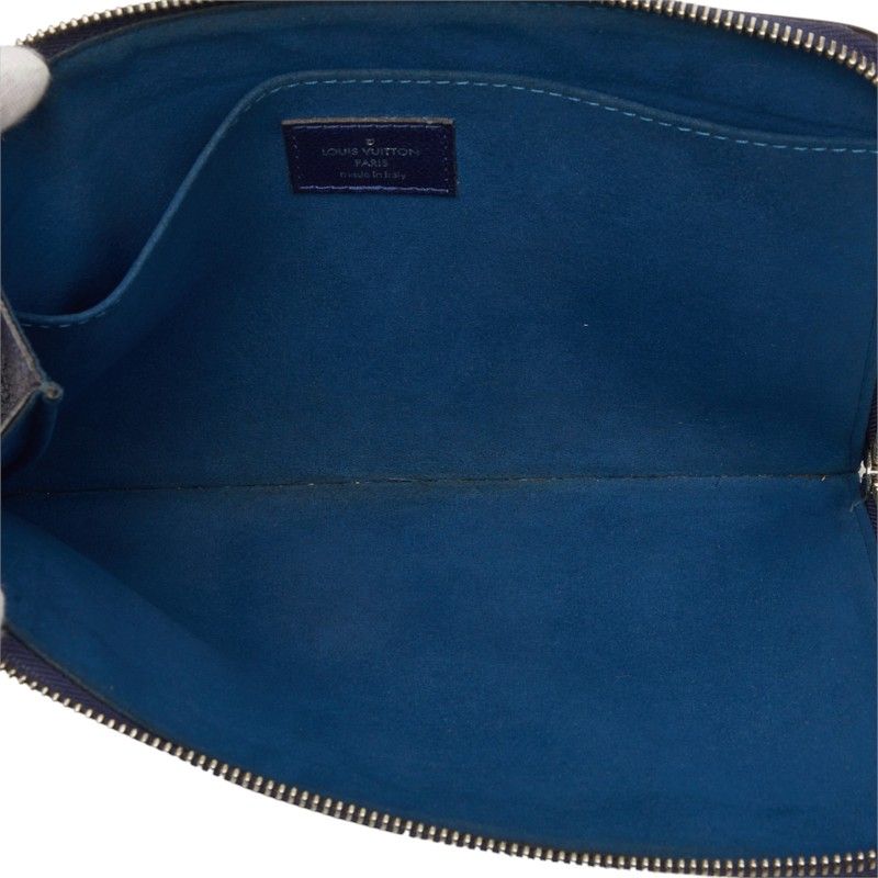 Louis Vuitton Pochette Jules PM Clutch Flat Pouch Navy Taurillon Leather — view 6