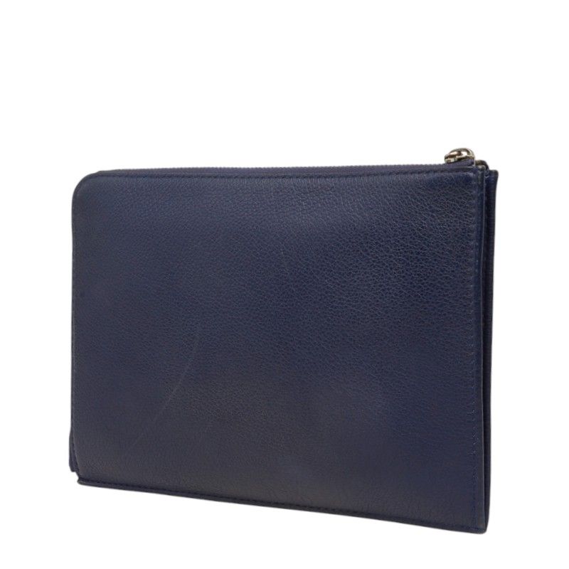 Louis Vuitton Pochette Jules PM Clutch Flat Pouch Navy Taurillon Leather — view 2