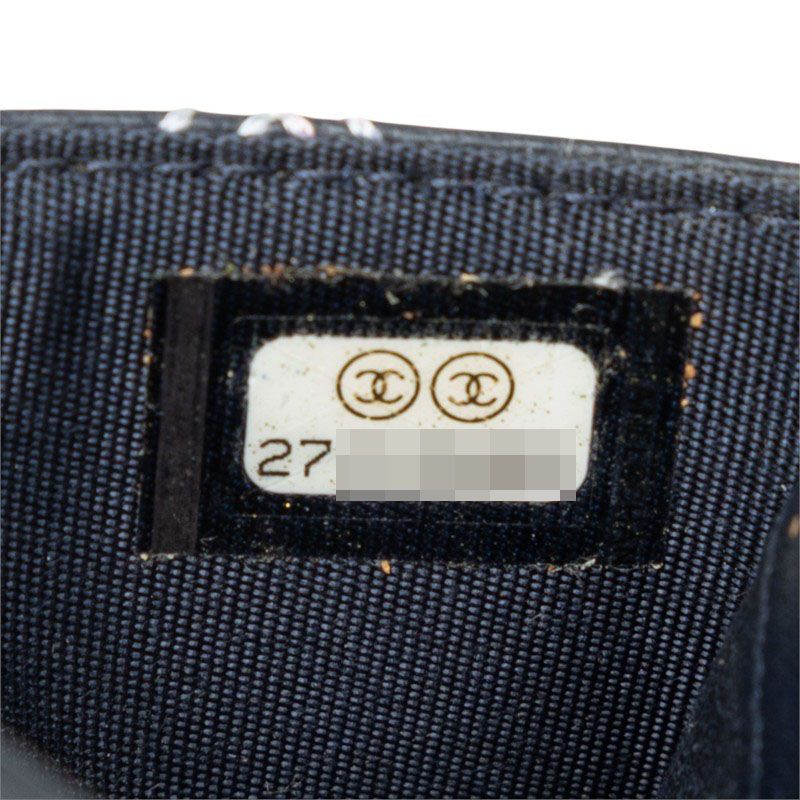 Chanel CC Logo Double Stitch Card Case Navy Multicolor Lambskin — view 6
