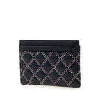 Chanel CC Logo Double Stitch Card Case Navy Multicolor Lambskin — view 2