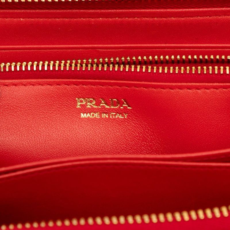 Prada Zip Around Wallet Red Gold Vitello Move Leather — view 5