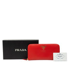Prada Zip Around Wallet Red Gold Vitello Move Leather — view 6