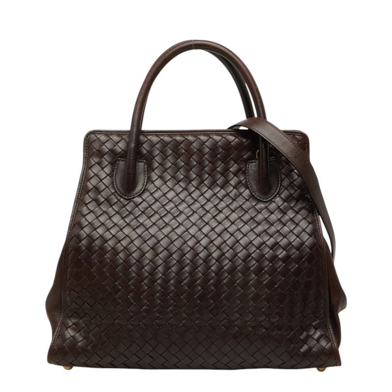 Bottega Veneta Intrecciato 2-Way Shoulder Bag Brown Leather