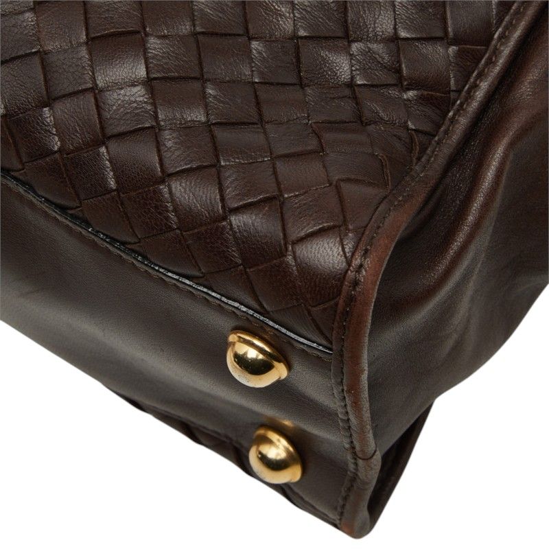 Bottega Veneta Intrecciato 2-Way Shoulder Bag Brown Leather — view 4