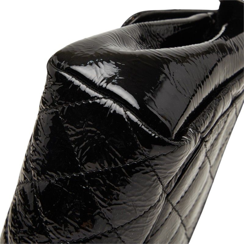 Chanel CC Logo Quilted Pouch Makeup Black Patent — view 4