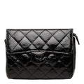 Chanel CC Logo Quilted Pouch Makeup Black Patent