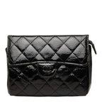 Chanel CC Logo Quilted Pouch Makeup Black Patent