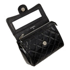 Chanel CC Logo Quilted Pouch Makeup Black Patent — view 6