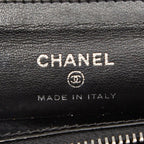 Chanel CC Logo Quilted Pouch Makeup Black Patent — view 8