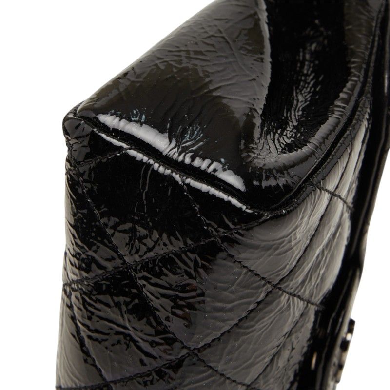 Chanel CC Logo Quilted Pouch Makeup Black Patent — view 5