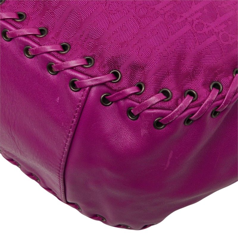 Dior Trotter Oblique Tote Bag Pink Purple Nylon Leather — view 4