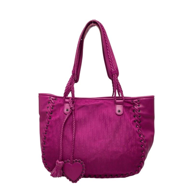 Dior Trotter Oblique Tote Bag Pink Purple Nylon Leather