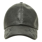 Louis Vuitton Monogram Shadow Cap Baseball Cap Hat Noir Black Leather Cotton