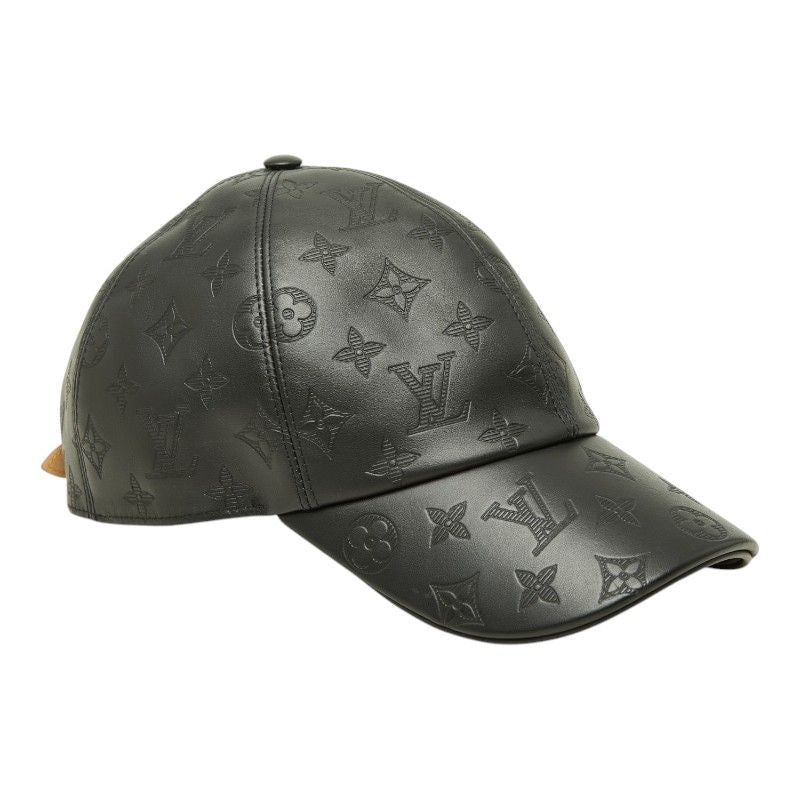 Louis Vuitton Monogram Shadow Cap Baseball Cap Hat Noir Black Leather Cotton — view 2