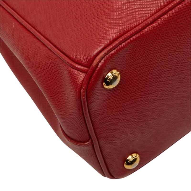 Prada Saffiano Galleria 2-Way Shoulder Bag Red Leather — view 7