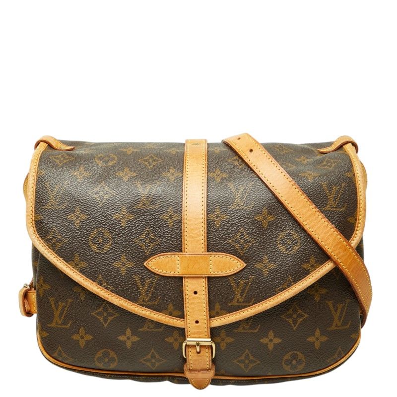 Louis Vuitton Monogram Saumur 30 Crossbody Shoulder Bag Brown Leather