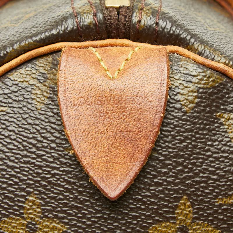 Louis Vuitton Monogram Speedy 30 Vintage Mini Boston Bag Brown Leather — view 8