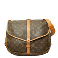 Louis Vuitton Monogram Saumur 35 Crossbody Shoulder Bag Brown Leather