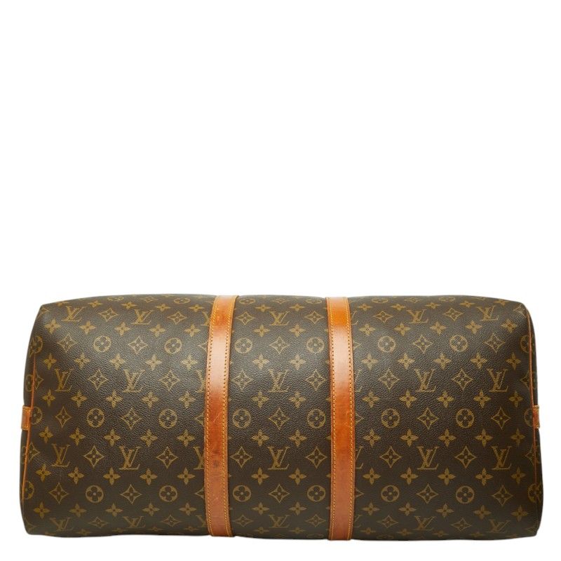 Louis Vuitton Monogram Keepall Bandouliere 55 Boston Bag 2-Way Brown Leather — view 4