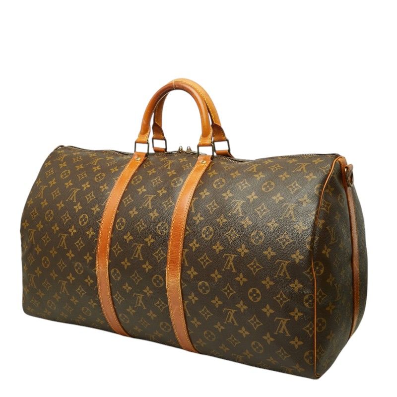 Louis Vuitton Monogram Keepall Bandouliere 55 Boston Bag 2-Way Brown Leather — view 3