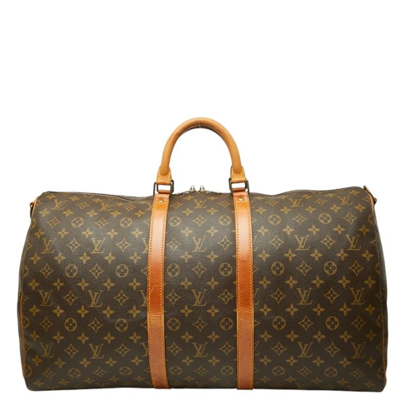 Louis Vuitton Monogram Keepall Bandouliere 55 Boston Bag 2-Way Brown Leather — view 2