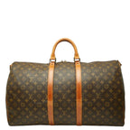 Louis Vuitton Monogram Keepall Bandouliere 55 Boston Bag 2-Way Brown Leather — view 2