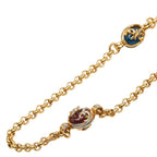 Chanel CC Logo Gripoix Necklace 95A Red Blue Gold Plated Stone