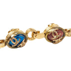 Chanel CC Logo Gripoix Necklace 95A Red Blue Gold Plated Stone — view 2