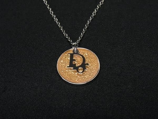 Dior Necklace Swing Logo Circle Silver Orange Metal Glitter — view 2