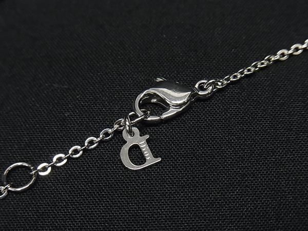 Dior Necklace Swing Logo Circle Silver Orange Metal Glitter — view 3