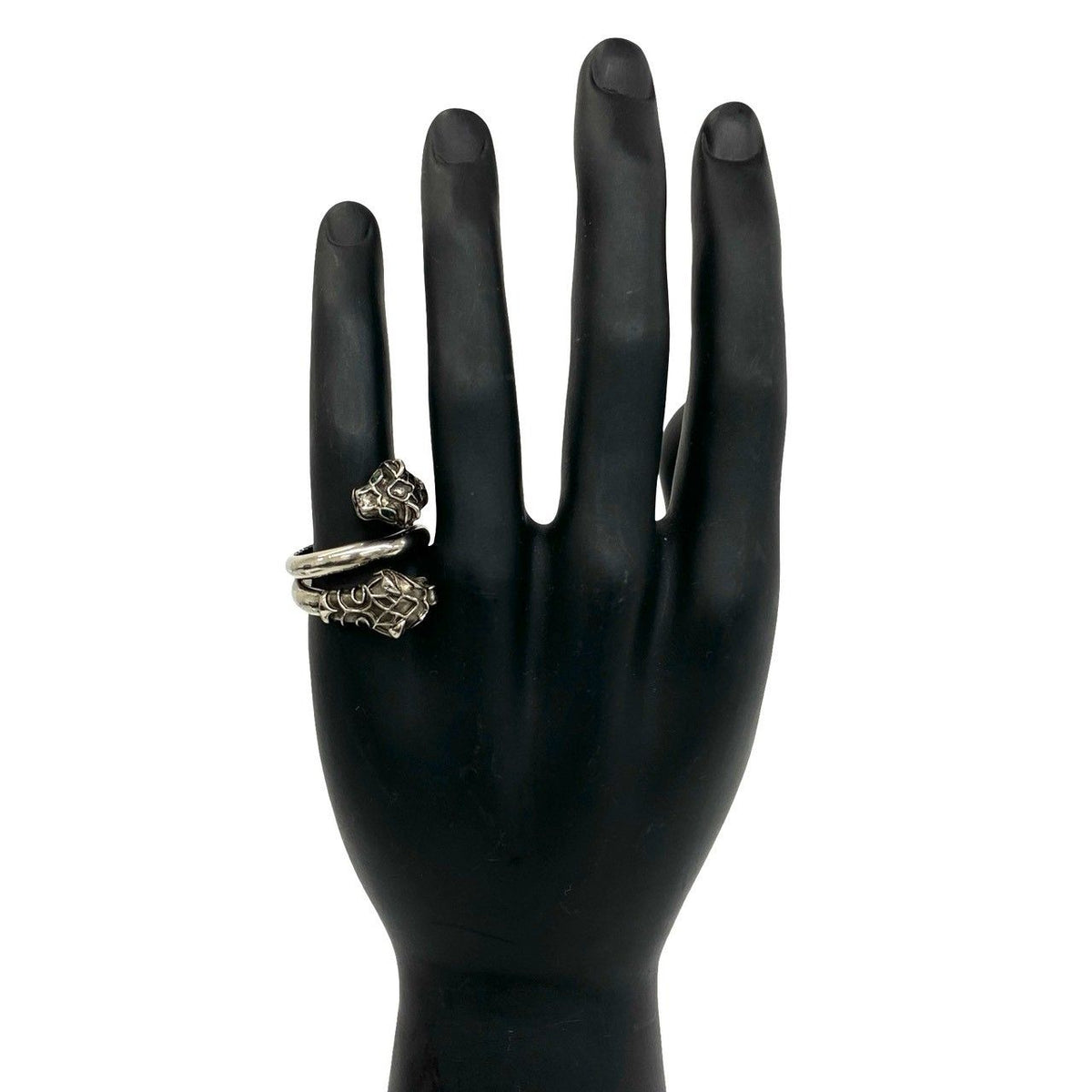 Gucci Double Tiger Head Ring Metal Swarovski Silver — view 2