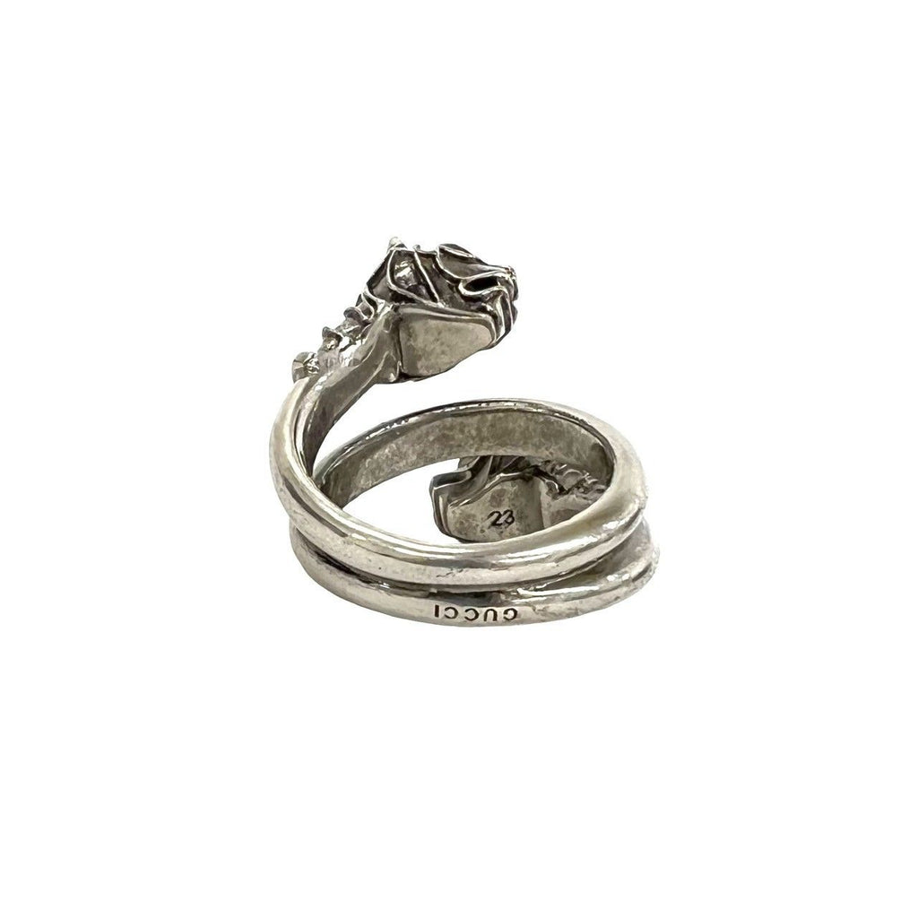 Gucci Double Tiger Head Ring Metal Swarovski Silver — view 6
