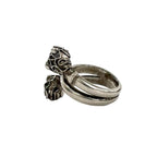 Gucci Double Tiger Head Ring Metal Swarovski Silver — view 4