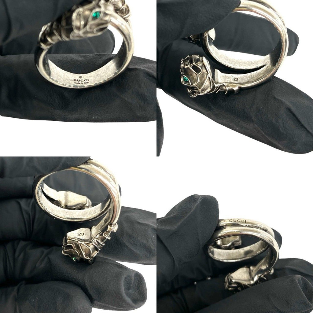 Gucci Double Tiger Head Ring Metal Swarovski Silver — view 3