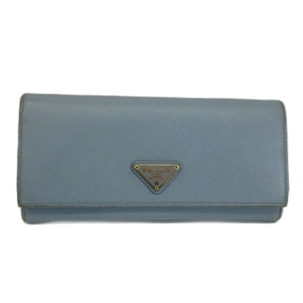 Prada Wallet Bifold Saffiano Leather Pass Light Blue