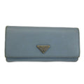 Prada Wallet Bifold Saffiano Leather Pass Light Blue